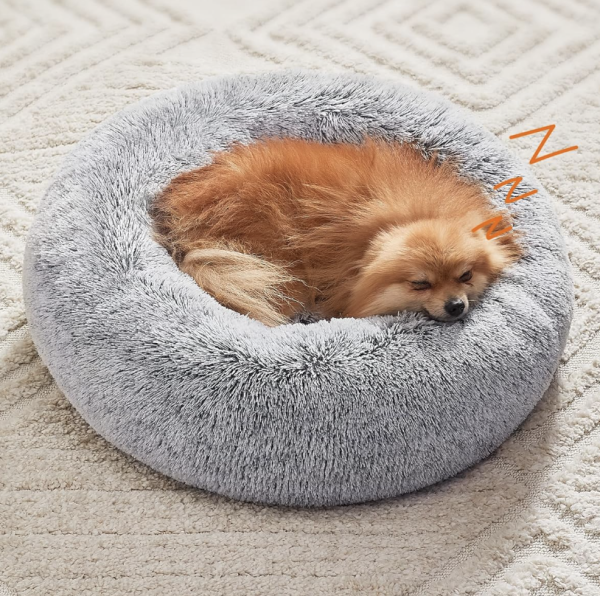 Calming Plush Donut Dog Bed